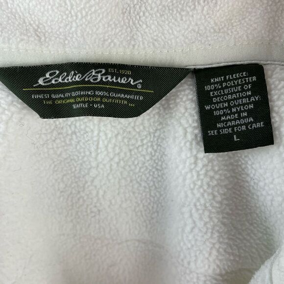 Eddie Bauer White and Gray Full Zip Fleece Size L EUC - Picture 6 of 6